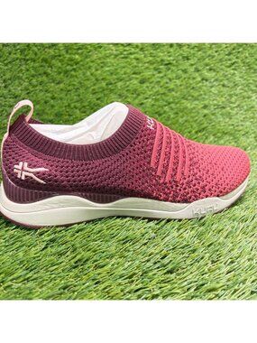 Kuru Stride Womens Size 6.5 Pink Maroon Athletic Walking Slip On Shoes Sneakers
